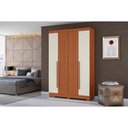 Ver imagem 1 de Guarda Roupa Solteiro Ripado 4 Portas de Bater 2 Gavetas MDP Cinamomo Off White Aramóveis 154cm