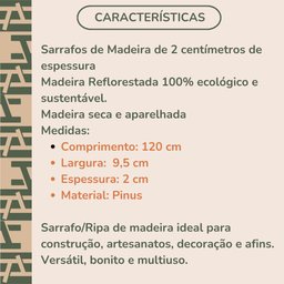 10 Sarrafos de Madeira Tábuas para Construção e Projetos Bricolagem - 9,5x2x120cm - 4