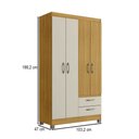 Ver imagem 4 de Guarda-roupa Solteiro 4 Portas 2 Gavetas Rp2426 Ipê/cristalo - Decibal