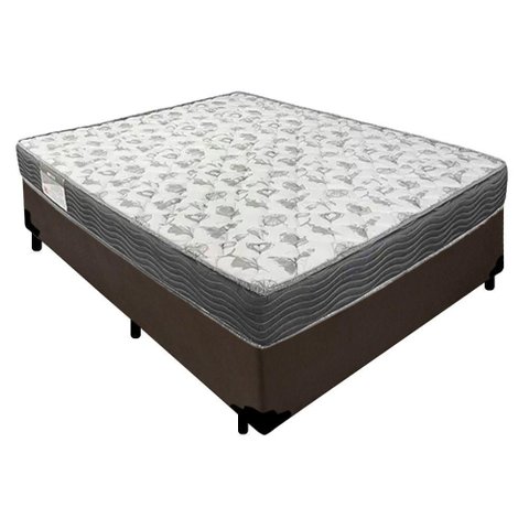 Cama Box Casal Sintético + Colchão de Molas Ensacadas Sereneprime 138x188x58cm Marrom