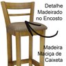 Banqueta Alta de Madeira Maciça Verniz Mel e Linho Marrom Melissa Soberati Banqueta Alta de Madeira  - 5