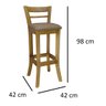 Banqueta Alta de Madeira Maciça Verniz Mel e Linho Marrom Melissa Soberati Banqueta Alta de Madeira  - 6