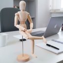 Ver imagem 2 de Decoração Boneco Humano Articulado Manequim em Madeira 30cm