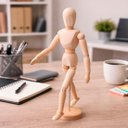 Ver imagem 1 de Decoração Boneco Humano Articulado Manequim em Madeira 30cm