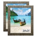 Ver imagem 1 de Kit 2 Molduras Porta Retrato 20x25 3cm Relevo Prateado