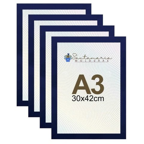 Kit 4 Porta Retrato Molduras A3 30x42 Azul