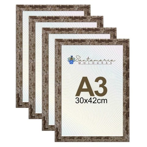 Kit 4 Porta Retrato Molduras A3 30x42 Marrom