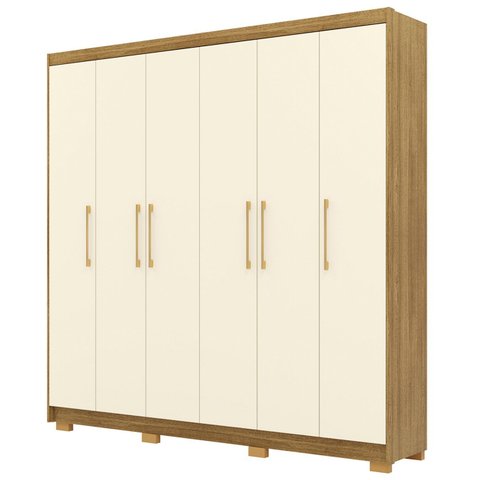 Guarda Roupa Casal 223cm 6 Portas Pako Nature/champanhe V02 - Mpozenato