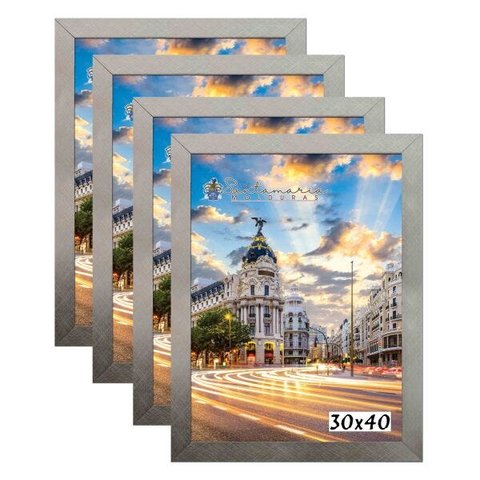 Kit 4 Porta Retrato Molduras 30x40 Prateado