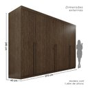 Ver imagem 4 de Guarda-Roupa Casal 6 Portas 8 Gavetas Florianópolis 100% MDF Marrom/New Canion