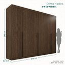 Ver imagem 4 de Guarda-Roupa Casal 6 Portas 8 Gavetas Florianópolis 100% MDF Marrom/New Canion