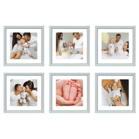 Kit 6 Quadros Porta Retrato Foto 15x15 Paspatur Branca 20x20