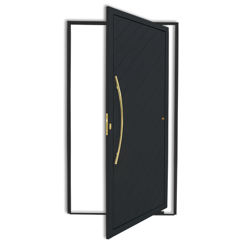 Porta Pivotante Lambril Savana c/Puxador e. Super Preto Dourado 100 Brimak