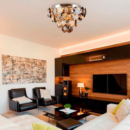 Plafon Sobrepor Redondo Cristal Legítimo Cristalle Fumê 45cm G9 - 2