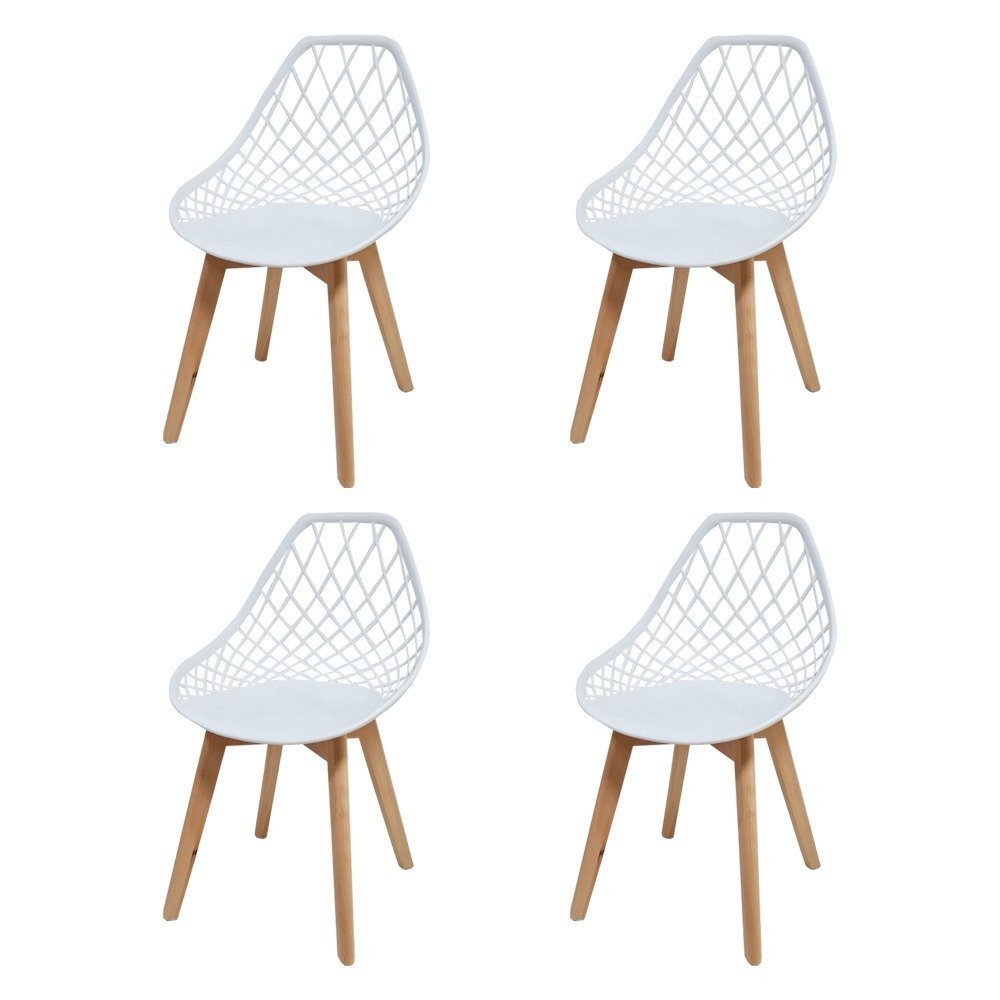 Conjunto 4 Cadeiras Kaila Pp Branco Wood - 1