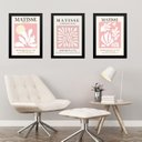 Ver imagem 1 de Kit 3 Quadros Arte Matisse Rosa - Coral 24x18cm - com Vidro:moldura Preta