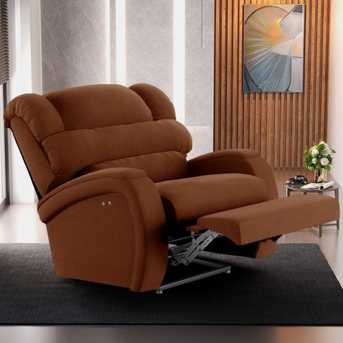 Poltrona do Papai Sala de Cinema Reclinável Kylie Power Touch Usb Veludo Terracota G23 Gran Belo Kyl