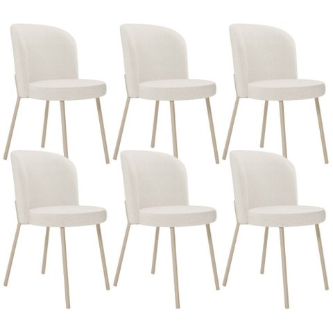 Kit 06 Cadeiras para Sala de Jantar Cozinha Estofada Gavi Arena L02 Linho Bege - Lyam Decor