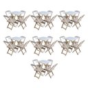 Ver imagem 1 de Kit 7 Jogos de Mesa Dobravel com 4 Cadeiras de Madeira 70x70 para Restaurante e Bar - sem Pintura