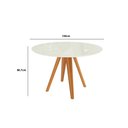 Ver imagem 2 de Mesa de Sala Jantar Duna Madeira Maciça + Tampo Madeirado C/ Vidro 120x120cm Carvalho/off White -