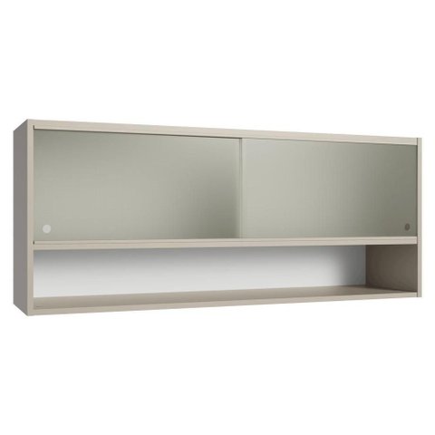 Armário Aéreo 2 Portas de Correr de Vidro Pontilhado e 1 Nicho Nice Madesa Crema