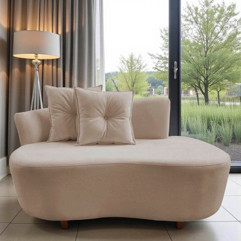 Namoradeira Sofá Feijão Suria Orgânica Suede Bege