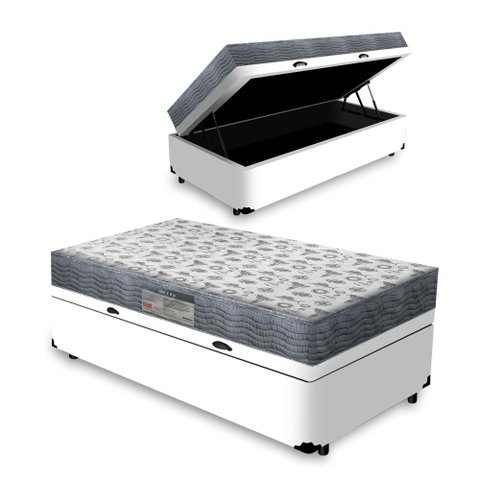 Cama Box Baú Solteiro + Colchão Ortopédico D33 Ortobom Iso 100 88x188x60cm