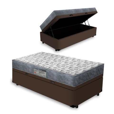 Cama Box Baú Solteiro + Colchão Ortopédico D33 Ortobom ISO 100 88x188x60cm