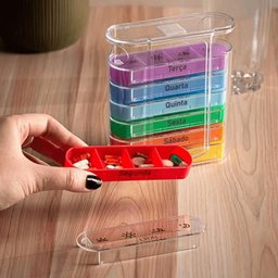 Kit 2 Suportes para Remédios Semanal Organizadores Medicamentos Plástico 13x11,5x4,5cm - 4