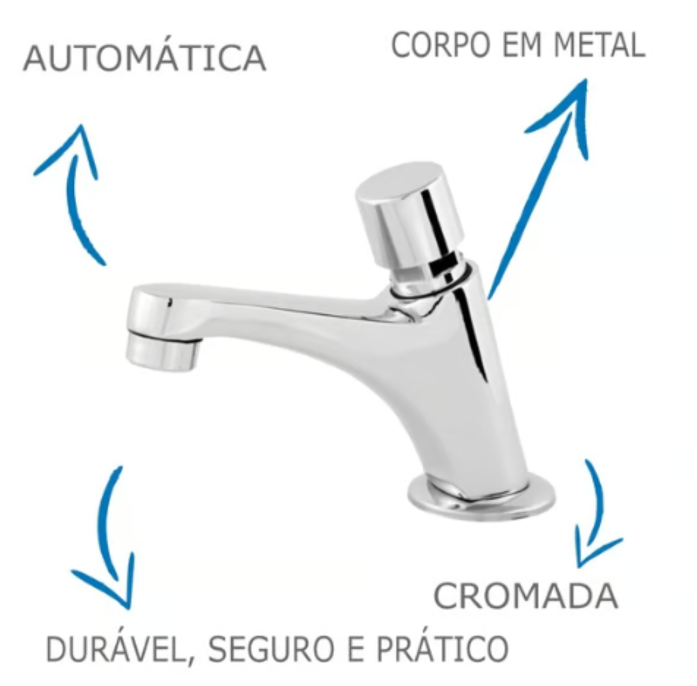 Torneira Automática Oliveira 1194 Cromada C/ Temporizador Cinza - 3