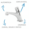 Torneira Automática Oliveira 1194 Cromada C/ Temporizador Cinza - 3