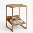 Ver imagem 2 de Mesa de Cabeceira Cama Lateral para Quarto Base Ferro Cobre Tampo Canela