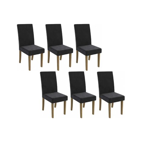 Cadeira Sala de Jantar 2cad131fr Kit 6 Un Freijo/suede Preto A038 - Kappesberg