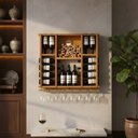 Ver imagem 3 de Adega de Madeira Maciça para 15 Garrafas de Vinho com Porta Rolhas e Porta Taças - Cerejeira