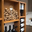 Ver imagem 5 de Adega de Madeira Maciça para 15 Garrafas de Vinho com Porta Rolhas e Porta Taças - Cerejeira