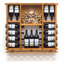 Ver imagem 1 de Adega de Madeira Maciça para 15 Garrafas de Vinho com Porta Rolhas e Porta Taças - Cerejeira