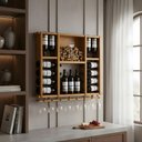 Ver imagem 7 de Adega de Madeira Maciça para 15 Garrafas de Vinho com Porta Rolhas e Porta Taças - Cerejeira