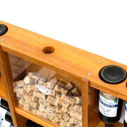 Adega de Madeira Maciça para 15 Garrafas de Vinho com Porta Rolhas e Porta Taças - Cerejeira - 4