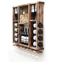 Adega de Madeira Maciça para 15 Garrafas de Vinho com Porta Rolhas e Porta Taças - Rústica - 2