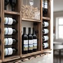 Ver imagem 6 de Adega de Madeira Maciça para 15 Garrafas de Vinho com Porta Rolhas e Porta Taças - Rústica