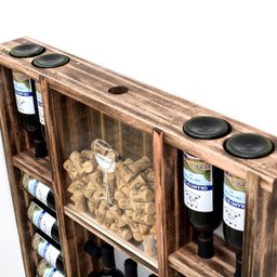 Adega de Madeira Maciça para 15 Garrafas de Vinho com Porta Rolhas e Porta Taças - Rústica - 4
