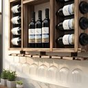 Ver mais imagens de Adega de Madeira Maciça para 15 Garrafas de Vinho com Porta Rolhas e Porta Taças - Rústica