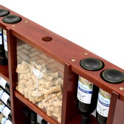 Adega de Madeira Maciça para 15 Garrafas de Vinho com Porta Rolhas e Porta Taças - Mogno - 4