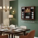 Ver imagem 3 de Adega de Madeira Maciça para 15 Garrafas de Vinho com Porta Rolhas e Porta Taças - Mogno