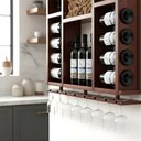 Ver imagem 7 de Adega de Madeira Maciça para 15 Garrafas de Vinho com Porta Rolhas e Porta Taças - Mogno