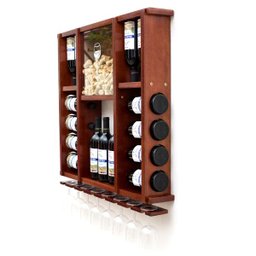 Adega de Madeira Maciça para 15 Garrafas de Vinho com Porta Rolhas e Porta Taças - Mogno - 2