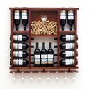Ver imagem 1 de Adega de Madeira Maciça para 15 Garrafas de Vinho com Porta Rolhas e Porta Taças - Mogno