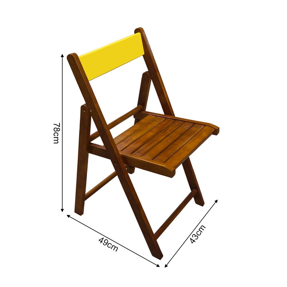 Conjunto Mesa Dobravel 70x70 em Madeira Robusta com 4 Cadeiras Yellow - Castanho - 5