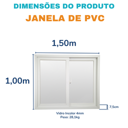 Janela Correr PVC  100x150x 8  Bca 2 folhas - 4