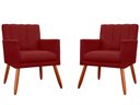 Ver imagem 1 de Kit 2 Poltronas Decorativa Cecília Suede Marsala Pés Madeira Mz Decor